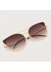 1 Pair Brown Metal Round Frame Sunglasses