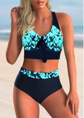 Bowknot High Waisted Printed Bikini Set