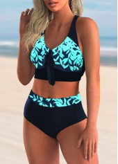 Multi Color swimwear,Floral swimwear,Bowknot High Waisted Printed Bikini Set