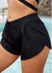 ROTITA Solid Mid Waist Dolphin Hem Shorts