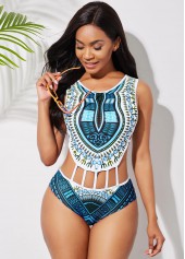 ROTITA Maillot de bain une pièce imprimé Dashiki à taille découpée