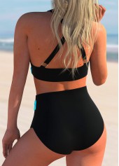 Cyan swimwear,Dot swimwear,ROTITA High Waisted Cross Strap Polka Dot Bikini Set