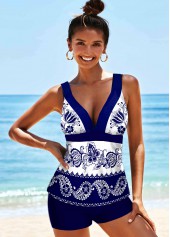 Multi Color swimwear,Paisley swimwear,ROTITA Wide Strap Paisley Print Tankini Set 