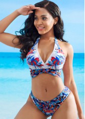 Tie Back Cross Front Halter Bikini Set 