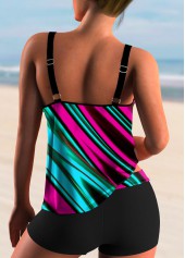 Multi Color swimwear,Striped swimwear,ROTITA Spaghetti Strap Colorful Striped Tankini Set