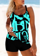 ROTITA Cross Strap Letter Print Tankini Set