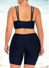 Plain Color plus size,ROTITA High Waisted Plus Size Spaghetti Strap Bikini Set