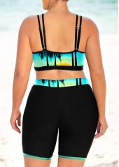 Multi Color plus size,Graphic plus size,ROTITA Landscape Plus Size High Waisted Bikini Set