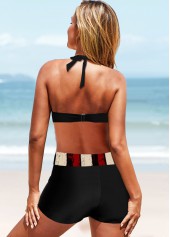 Multi Color swimwear,Flag swimwear,ROTITA American Flag Print High Waisted Halter Bikini Set