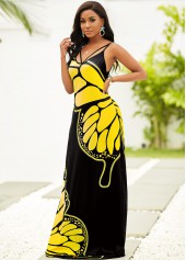Multi Color dresses,Animal Print dresses,Spaghetti Strap Butterfly Print Maxi Dress