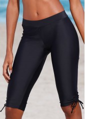 ROTITA Solid Drawstring Side Mid Waist Swim Shorts