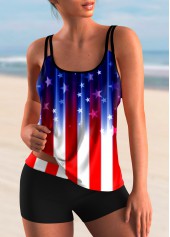 ROTITA American Flag Print Spaghetti Strap Tankini Set