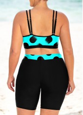 Cyan plus size,Dot plus size,ROTITA Polka Dot Plus Size High Waisted Bikini Set
