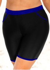 ROTITA Plus Size High Waisted Royal Blue Swim Shorts