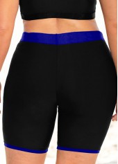 Multi Color plus size,Contrast Color plus size,ROTITA Plus Size High Waisted Royal Blue Swim Shorts
