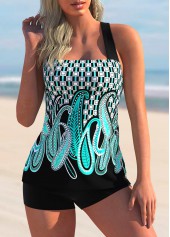 ROTITA Spaghetti Strap Paisley Print Tankini Set