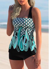 Cyan swimwear,Paisley swimwear,ROTITA Spaghetti Strap Paisley Print Tankini Set
