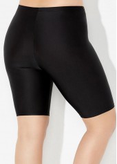 Black plus size,Plain Color plus size,Solid Plus Size Mid Waist Swim Shorts