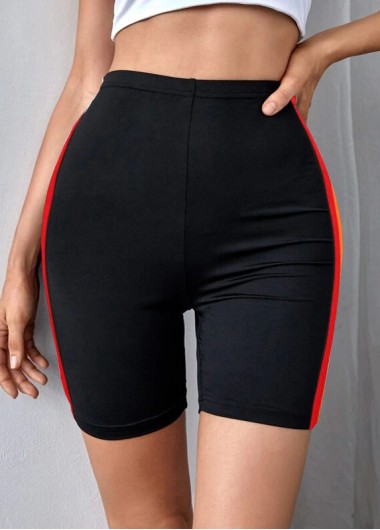 Black swimwear,Striped swimwear,ROTITA Striped Rainbow Color High Waisted Swim Shorts