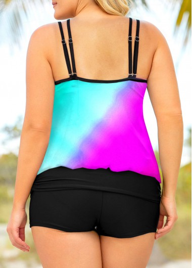 Multi Color plus size,Dazzle Colorful plus size,ROTITA Colorful Plus Size Spaghetti Strap Tankini Set