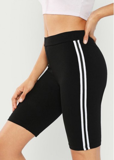 Black sportswear,Striped sportswear,ROTITA Mid Waist Skinny Striped Sports Bottom