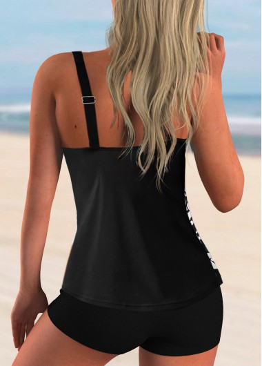 White swimwear,Plants swimwear,Spaghetti Strap Leaf Print Tankini Set