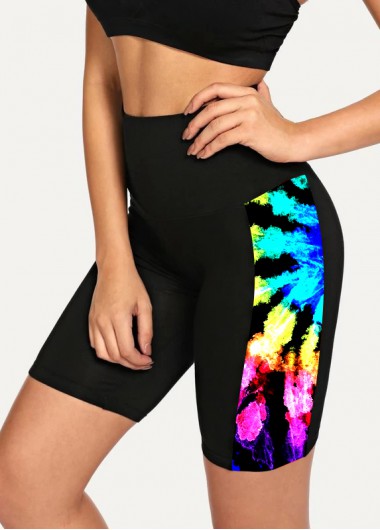 Black swimwear,Floral swimwear,ROTITA High Waisted Tie Dye Print Swim Shorts