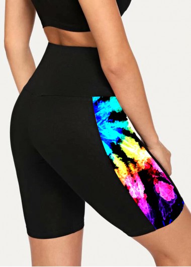 Black swimwear,Floral swimwear,ROTITA High Waisted Tie Dye Print Swim Shorts