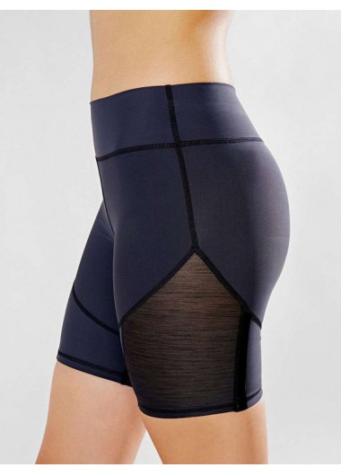 Black sportswear,Contrast Color sportswear,ROTITA Black High Waisted Fabric Stitching Sports Bottom
