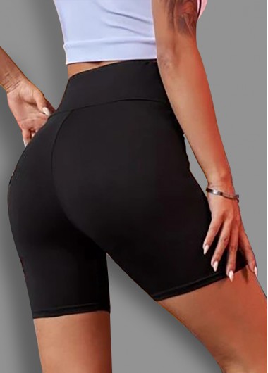 Black sportswear,Plain Color sportswear,ROTITA Skinny Cross Front Black Sports Bottom