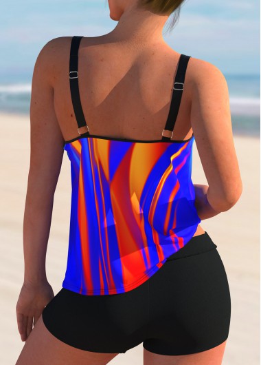 Multi Color swimwear,Floral swimwear,ROTITA Printed Colorful Mid Waist Tankini Set