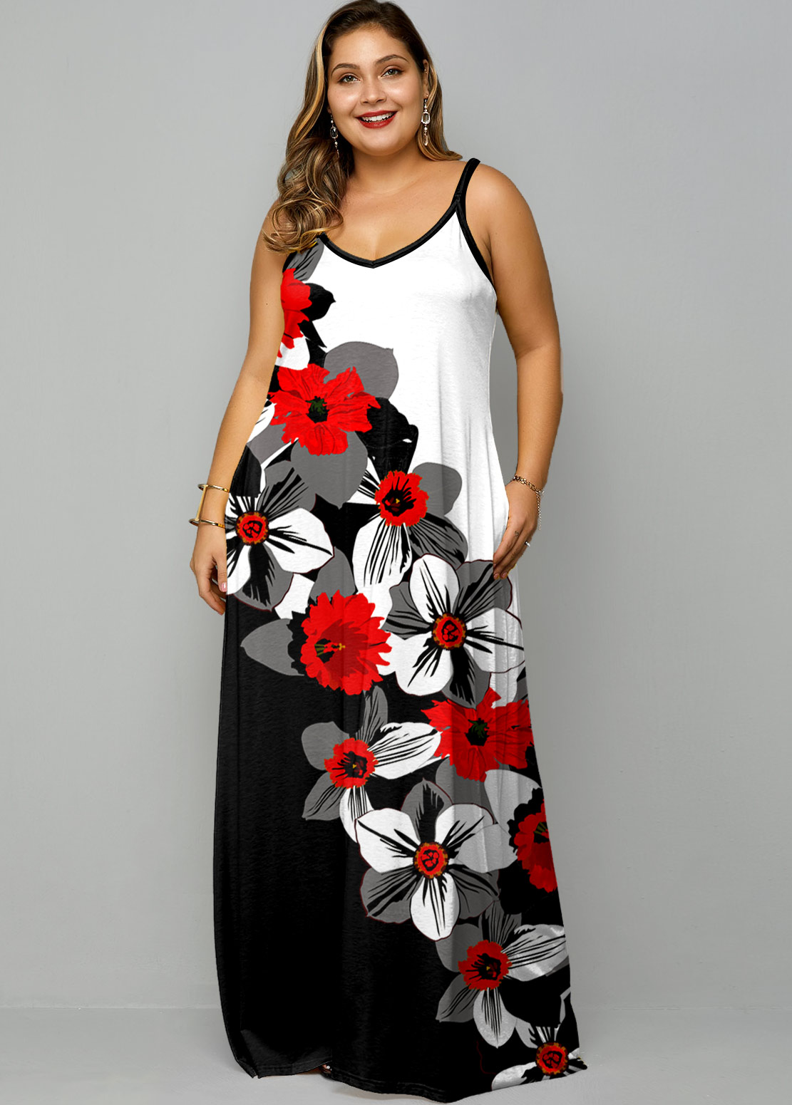 spaghetti strap floral maxi dress