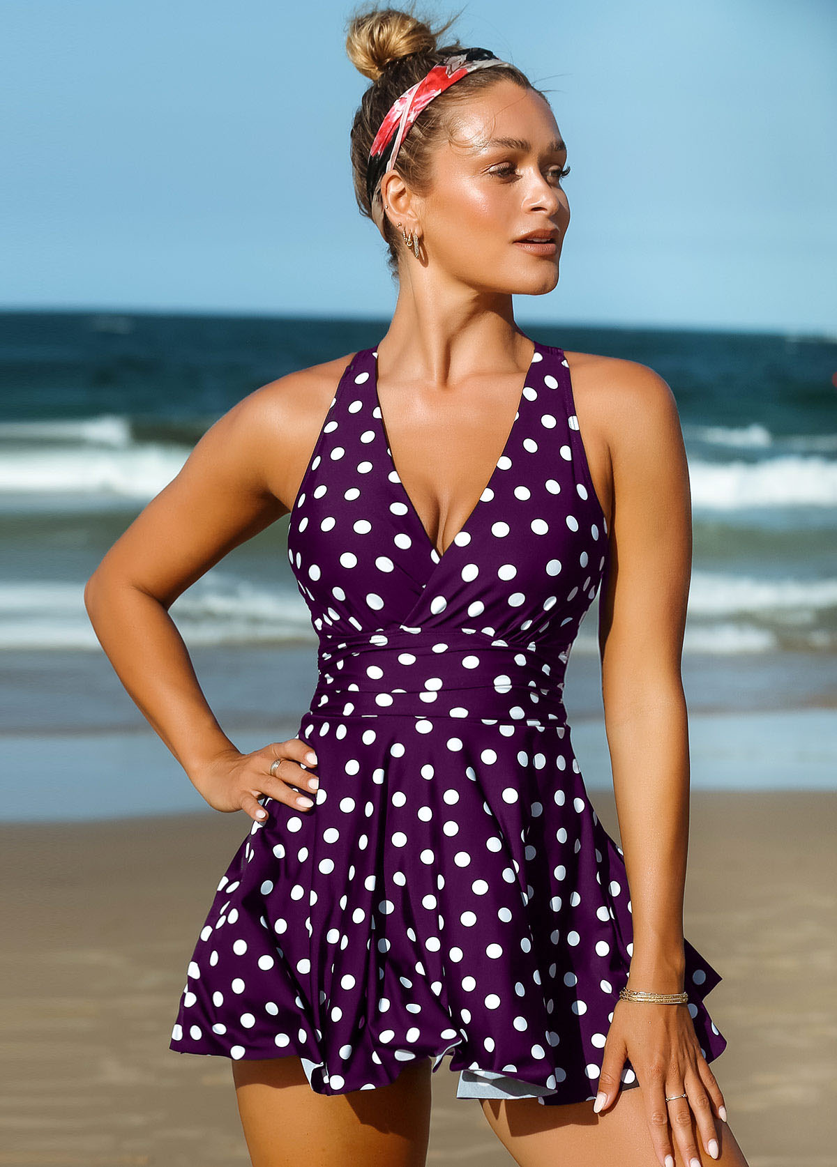 ROTITA Criss Cross Back Polka Dot 