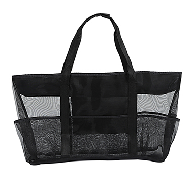 Black accessories,Plain Color accessories,Pocket Detail Mesh Stitching Solid Sheer Storage Bag