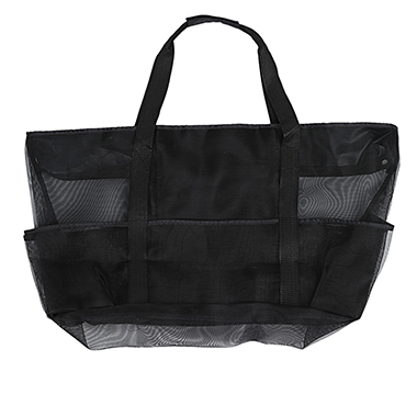Black accessories,Plain Color accessories,Pocket Detail Mesh Stitching Solid Sheer Storage Bag