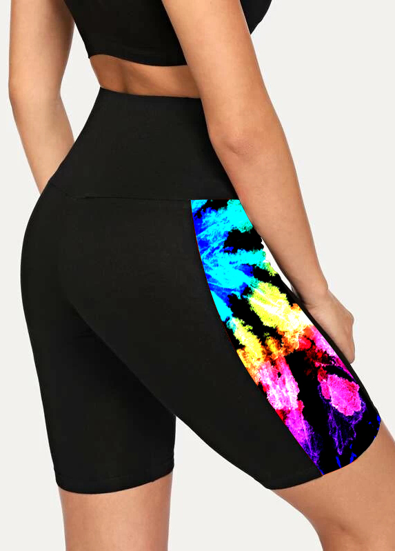 Black swimwear,Floral swimwear,ROTITA High Waisted Tie Dye Print Swim Shorts