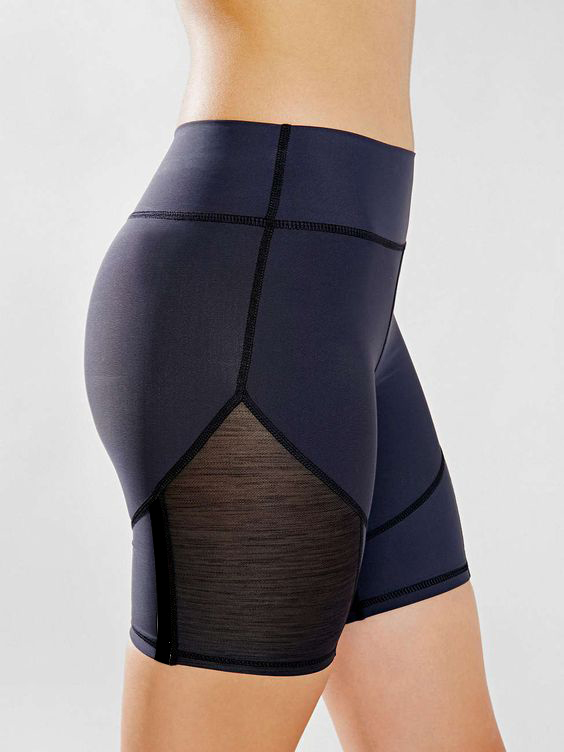 ROTITA Bas de sport taille haute noir à coutures en tissu