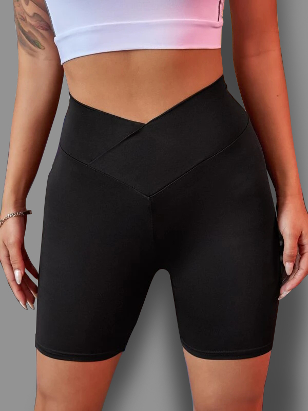 ROTITA Skinny Cross Front Black Sports Bottom