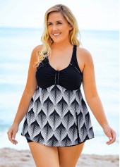 Navy plus size,Floral plus size,ROTITA Wide Strap Plus Size Printed Swimdress and Shorts