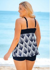 Navy plus size,Floral plus size,ROTITA Wide Strap Plus Size Printed Swimdress and Shorts