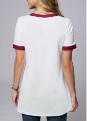 White tops,Tribal tops,ROTITA Round Neck Short Sleeve Tribal Print T Shirt