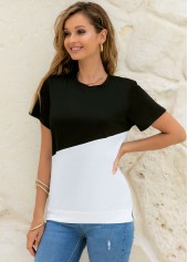Short Sleeve Round Neck Contrast T Shirt