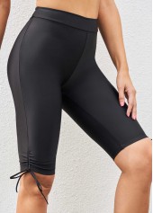 Black swimwear,Plain Color swimwear,ROTITA Tie Side High Waist Solid Swim Shorts