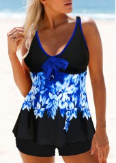 Tankini-Set mit Blättermuster und Schleife vorne