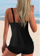 Green swimwear,Plants swimwear,Spaghetti Strap Leaf Print Tankini Set