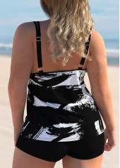 Black plus size,Floral plus size,ROTITA Printed Plus Size Spaghetti Strap Tankni Set