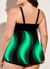 Green plus size,Floral plus size,ROTITA Spaghetti Strap Plus Size Printed Swimdress and Shorts