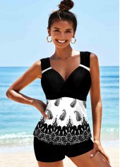 Multi Color swimwear,Paisley swimwear,ROTITA Wide Strap Paisley Print Tankini Set