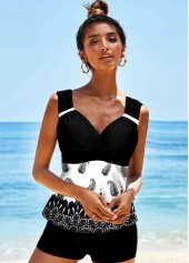 Multi Color swimwear,Paisley swimwear,ROTITA Wide Strap Paisley Print Tankini Set