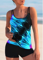 ROTITA Spaghetti Strap Tribal Print Tankini Set 